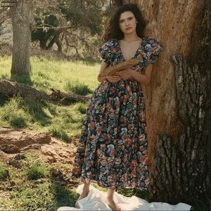 PECOS DRESS -- INDIGO IRIS FLORAL size XL